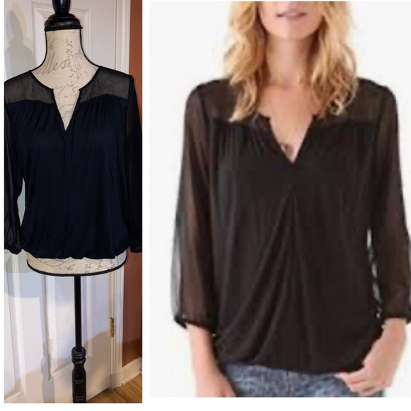 Joie Tops - Joie Soft Sheer Embellished Blouse Top Black sz XS